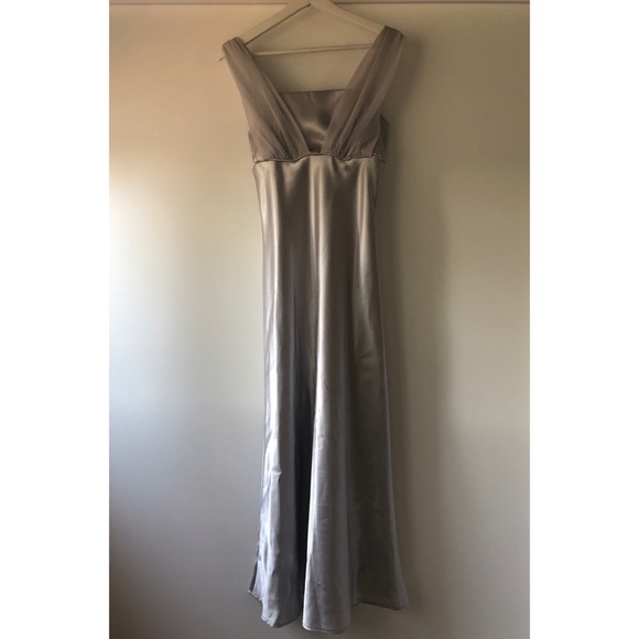 Cumbia Dresses & Skirts - Silver Floor Length Dress with Rhinestones